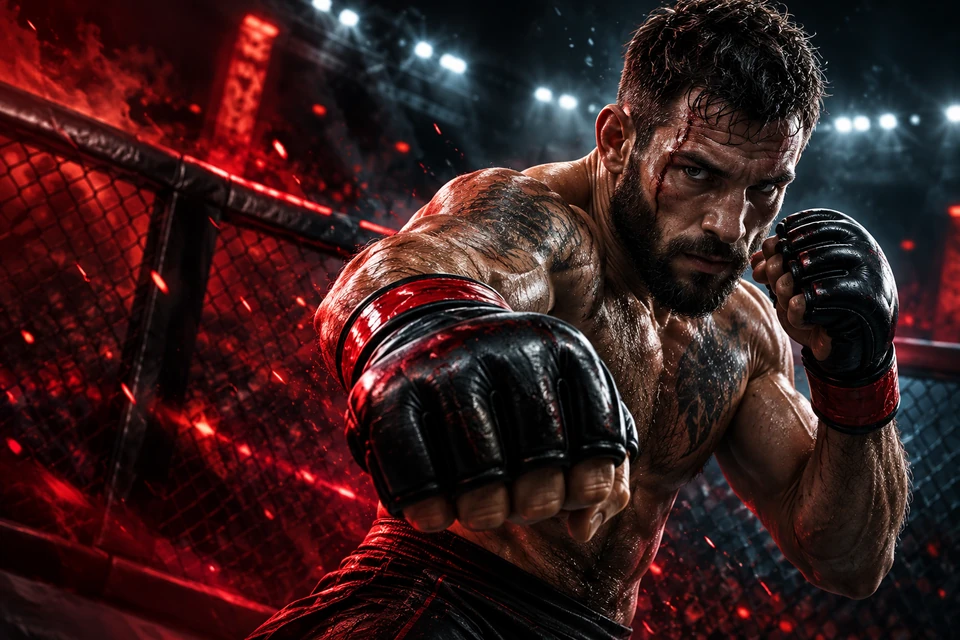 MMA fighter inside a cage